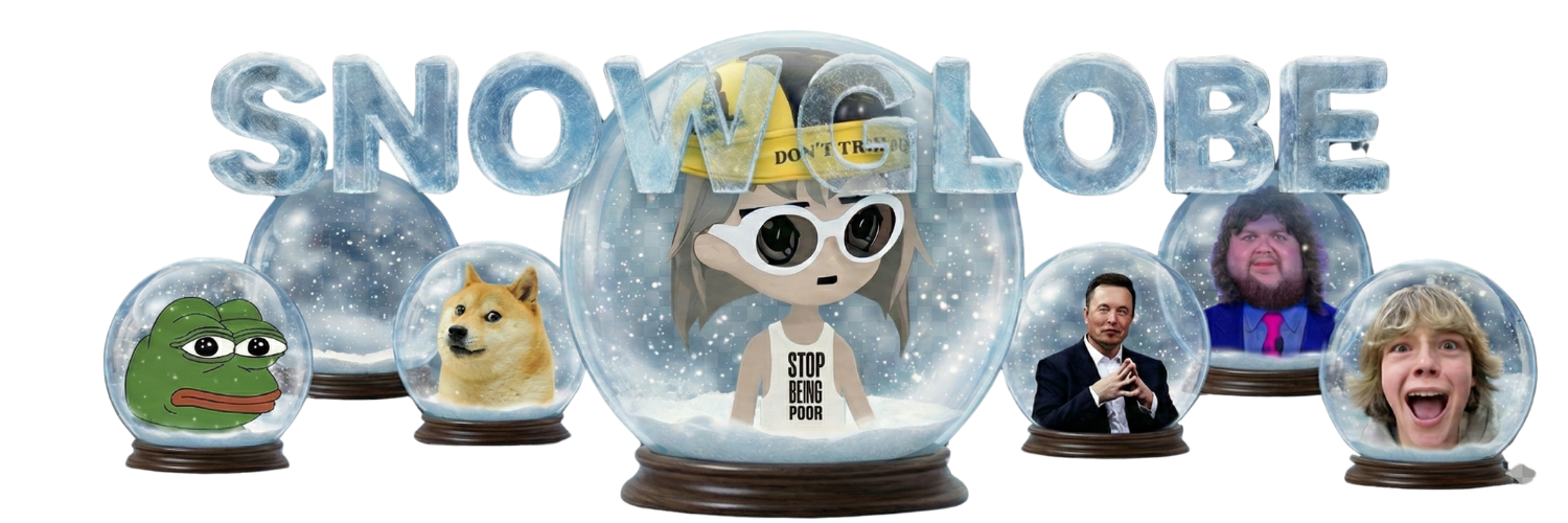 Snowglobe banner with meme characters